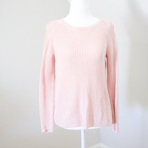 LOFT Floral Split Back Light Pink Sweater XS - Picture 4 of 4